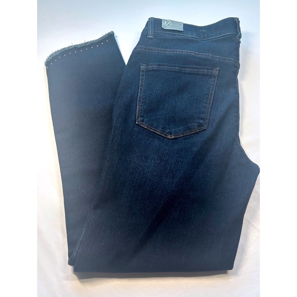 Wit & Wisdom Ab-Solution Ankle Jeans Women 6 Blue Raw Hem Studded WW1813M2